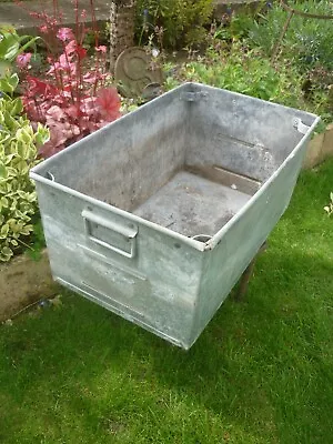 Large Vintage Galvanised Trough With Handles Ideal Garden Planter • £44