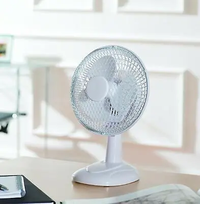 Desktop Fan White 6  Inch Electric Portable Fan Air Cooling Small Worktop Fan • £14.95