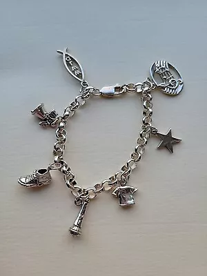 Vintage Sterling Silver Charm Bracelet 7  Length With Seven Small Charms • $29.99