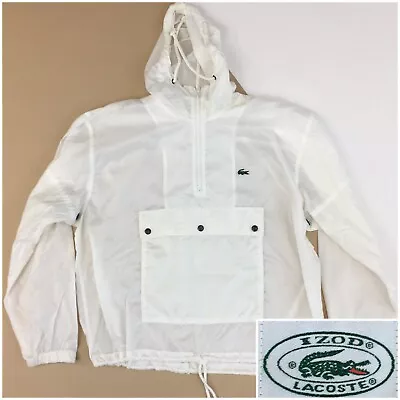 Vintage Izod Lacoste Windbreaker Rain Jacket Hooded Anorak Lightweight Size L • $39.95