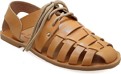 Emmanuela Ancient Greek Style Leather Fisherman Sandals For Men With Laces...  • $69.99