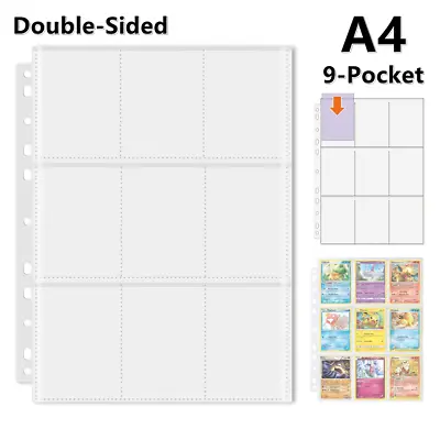 100 Sheets Premium Double Sided 9-Pocket Page Trading Card Albums Sleeves Binder • £8.99