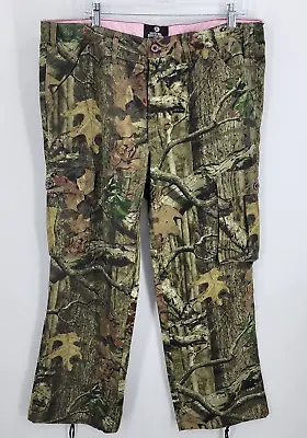 Mossy Oak Cargo Pants Womens XL Camo Pink Break-Up Country Outdoor Pockets • $22.18