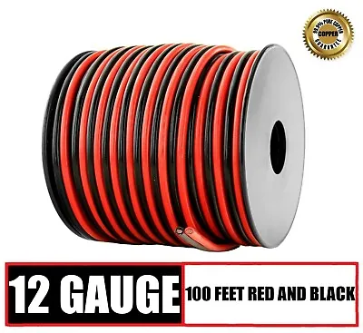 $58.95 • Buy 12 Gauge AWG OFC Speaker Cable Subwoofer Zip Power Wire - 100 Feet Red & Black