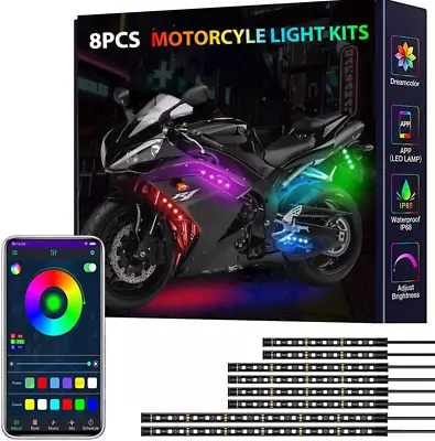 8 Pcs Motorcycle LED Light Kit App Control Multicolor Waterproof LED Strip Light • $33.99