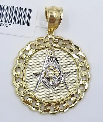 £224.27 • Buy 10K Yellow Gold Masonic Pendant Diamond Cut 10Kt Round Gold Charm