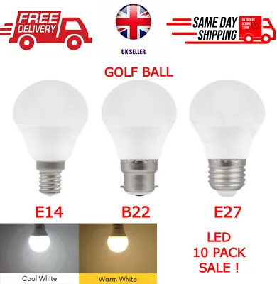 LED Light Bulbs E14 B22 E27 LED Golf Energy Saver Warm Cool White 60W 10 PACK • £10.99