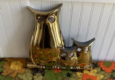 Vintage 70's MCM Syroco Gold Plastic Owl Wall Art Hanging • $28