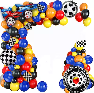 121 Pcs Racing Car Balloons Arch Garland Kit Decorations Race Car Foil Balloons • $44.99