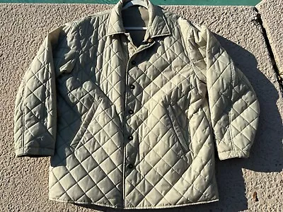 Mens Diamond Quilted Beige Reversible Snap Jacket Casual Button Front Pockets XL • $39.99