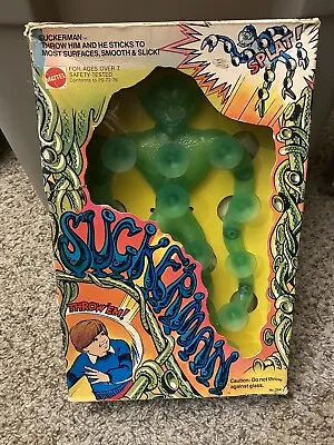 Vintage 1978 Mattel 10.5  Suckerman Green Alien Rubber Suction Cup Monster Toy • $299.99