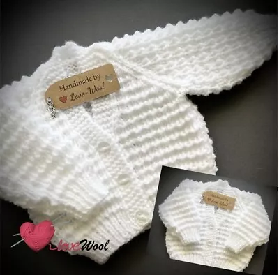 NEW Knitted Baby Cardigan 0-3 Months White • £9.99