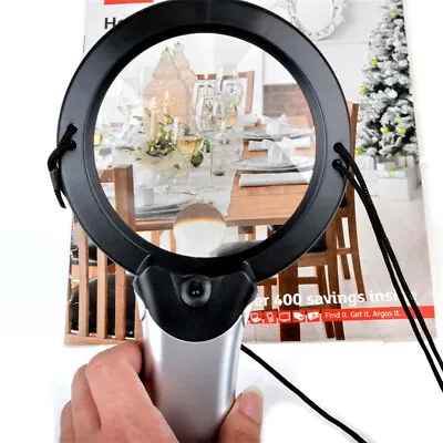 2 In1 Hands Free Magnifying Glass With Light Neck Cord LED Illuminated Magnifier • £7.98