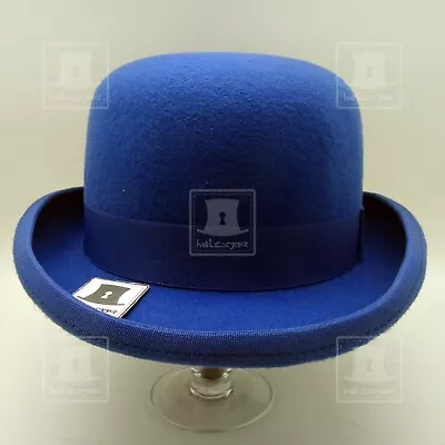 CLASSIC Wool Felt Bowler Derby Top Hat Men Costume Women Crown | 61cm | Blue • $66