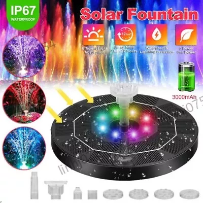 8 LED Solar Panel Powered Fountain Water Feature Pump Garden Pool Pond Aquarium • £12.71