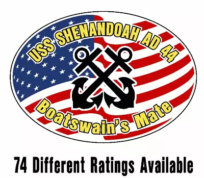 USS SHENANDOAH AD 44 Oval Decal / Sticker Military USN U S Navy S05B • $19.99