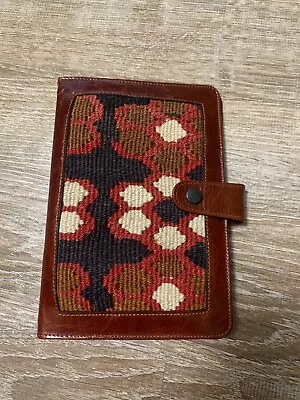 Koloman Handler Vintage Brown Leather Six Ring Binder Aztec Southwestern Cover • $25