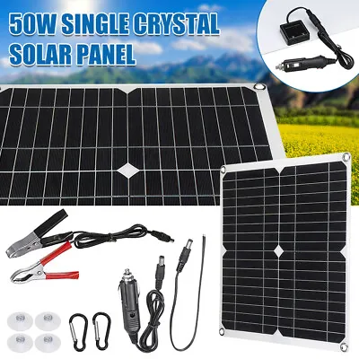 50W Mono Solar Panel 12V Trickle Charge Battery For Car RV Van Caravan Boat UK • £27.99