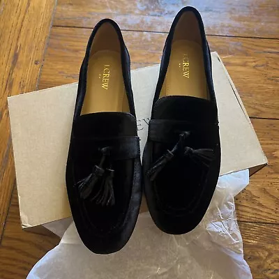 J.Crew $138 Velvet Tassel Loafers In Black Size 10 BU505 New In Box *read* • $38