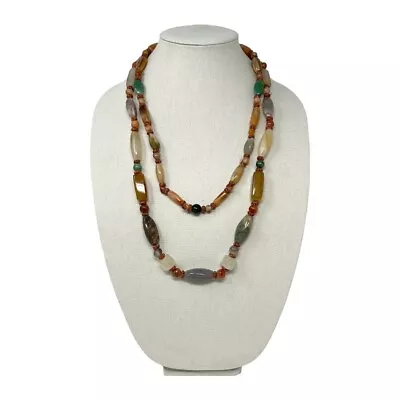 Vintage Beautiful Polished Natural Multi Gemstone Necklace 52  • $85