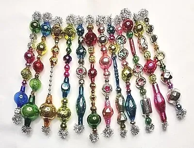 ✨️🌷12 Fun Springtime Vtg Mercury Glass Garland Icicle Bead Ornaments 4~4.5  • $48