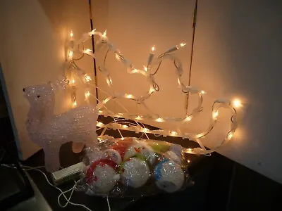 Light Up Santa On Sleigh/Reindeer And 3 Snowmen • £15
