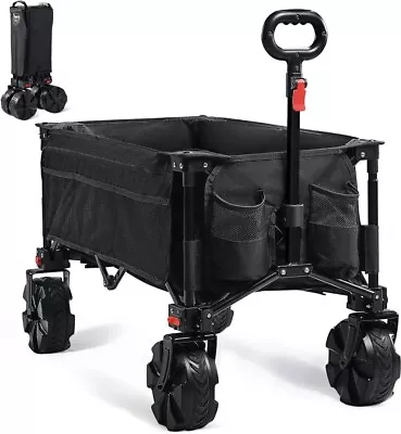 Folding Trolley Cart Timber Ridge Folding Camping Trolley Festival Wagon Black • £31