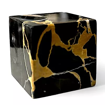 Cube IN Marble Black Portoro Sculpture Table Art Home Decor Design • $551.08