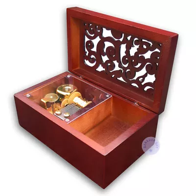 Brown Wooden Sankyo Hollow Out Music Box With A Jewelry Box (60 Tunes Option) • £35.99