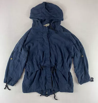 Current Elliott The Summer Parka Jacket Hoodie Womens Size 1 Button Snap Blue • $4