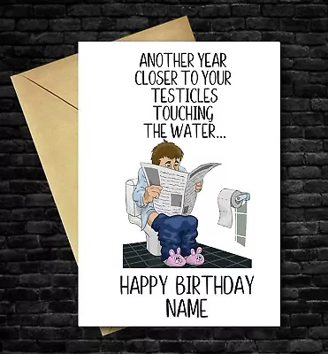 FUNNY BIRTHDAY CARD Personalised Rude Adult For Men Male Dad Testicles Funny  • £2.99