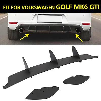 Lower Rear Bumper Lip Diffuser 4 Shark Fin Splitter For VW Golf MK6 GTI 2010-14 • $48.99