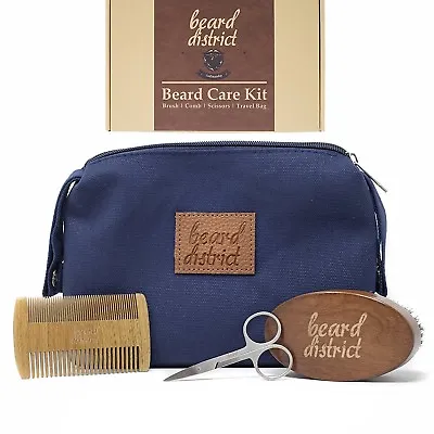£14.89 • Buy Beard Brush And Comb Set Boar Bristle Beard Moustache Brush Wooden Comb Scissors