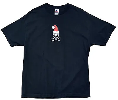 Santa Hat Skull & Crossbones Christmas Cap Pirate Skull T-shirt Size XL Black • $13