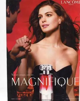 Anne Hathaway Magnifique Fragrance Magazine Print Ad - Lancome - Fashion Ad • £2.17