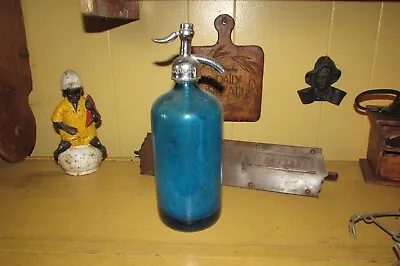 Vintage Blue Seltzer Bottle Irwin's Beverages Phil. PA Made Czechoslovakia #2012 • $68