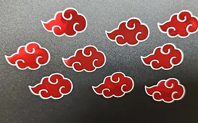 $30 • Buy 10 Pack Akatsuki Holo Foil Symbol Naruto Sticker Vinyl Decal Waterproof! 4 Inch