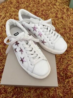$60 • Buy D.O.F White And Pink Star Joggers. Worn Once. Size 36. Made In Italy