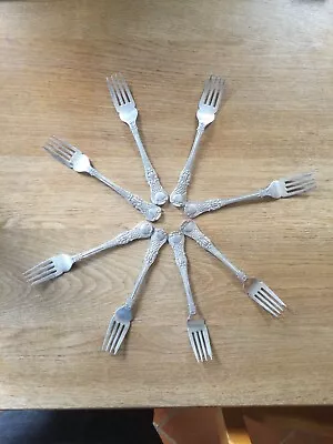 £550 • Buy Set Of 8 Antique Solid Silver Coburg Pattern Large Cake Forks By Mappin & Webb