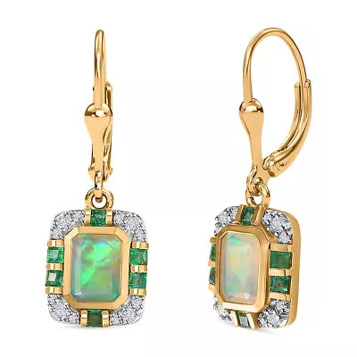TJC Multi Gemstone Dangle Earrings In Gold Over Silver With Lever Back TCW 1.9ct • £97.99