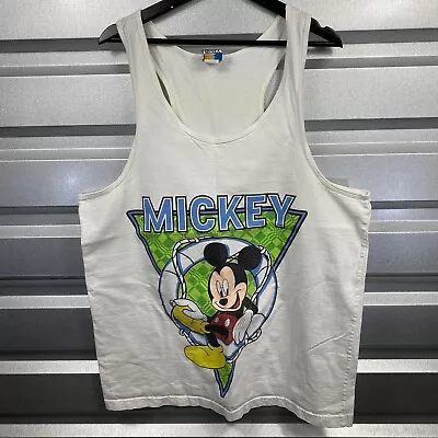 Vintage Mickey Mouse Tank Top Shirt Mens XL White 90s Disney Disneyland • $9.99