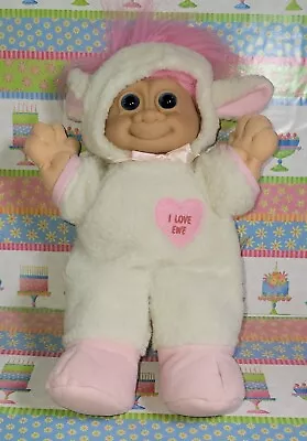 RUSS Troll  “I LOVE EWE” Lamb #23182 ~13” Doll~ Pink Hair~ White Lamb Outfit  • $11.99