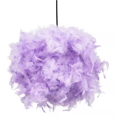 Eye-Catching And Modern Small Lilac Feather Decorated Pendant Lighting Shade ... • £26.95