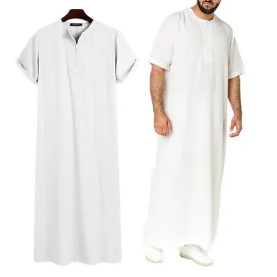 INCERUN Men's Long Tunic Arab Thobe Islamic Robes Kaftan Baggy Maxi Dress Shirts • £15.96