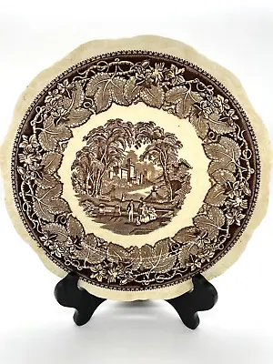 2 Antique Mason's Vista Brown Patent Ironstone China England 10.5  Dinner Plate • $32
