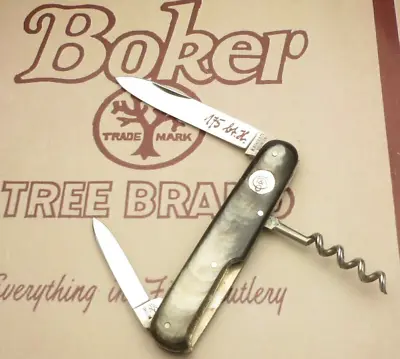 Vintage H BOKER & CO SOLINGEN Bartender’s Knife Horn Handles MINT Sales Sample • $175