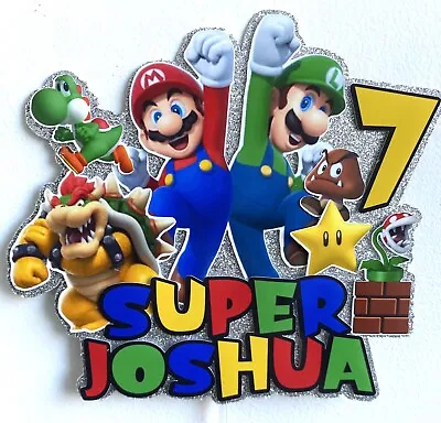 Super Mario Luigi 3D Cake Topper Personalised Name & Age High Quality Print • £5.99