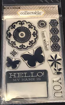 My Mind's Eye Collectable Clear Stamp Set Memorable Hello My Name Is Flower Etc • £3.99