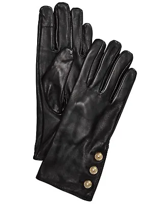 Women Michael Kors Black Leather 3 Button Touchscreen Leather Gloves S M L XL • $88.20