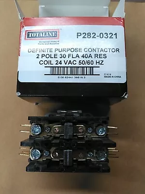 Totaline P282-0321 Definite Purpose Contactor 2-Pole 24VAC Coil 30 Amp • $11.50